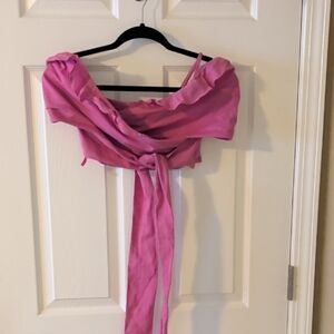 Anthropologie Pink Off-Shoulder Blouse